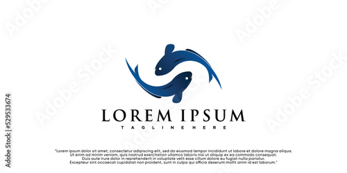 Fish logo icon design with concept simple Premium Vector