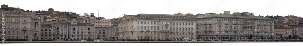 Slyline of Trieste, italian city,  isolated on transparent background