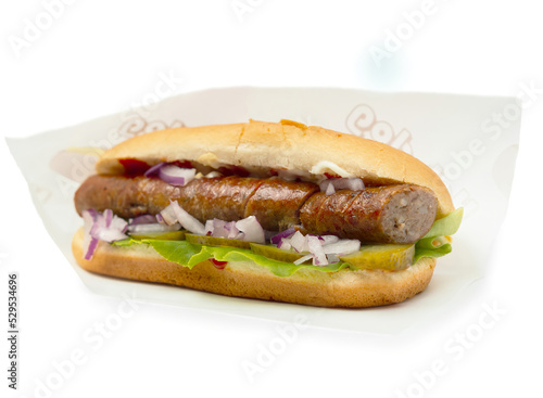Hot Dog with Grill Sausages and Lettuce