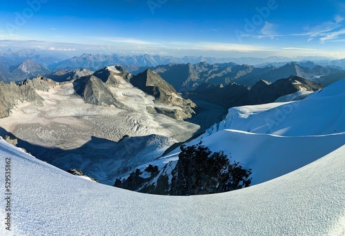 Mountaineering on the Grand Combin in Valais. Beautiful mountain panorama in the Swiss mountains. Combin de Grafeneire. glacier world. High quality photo photo