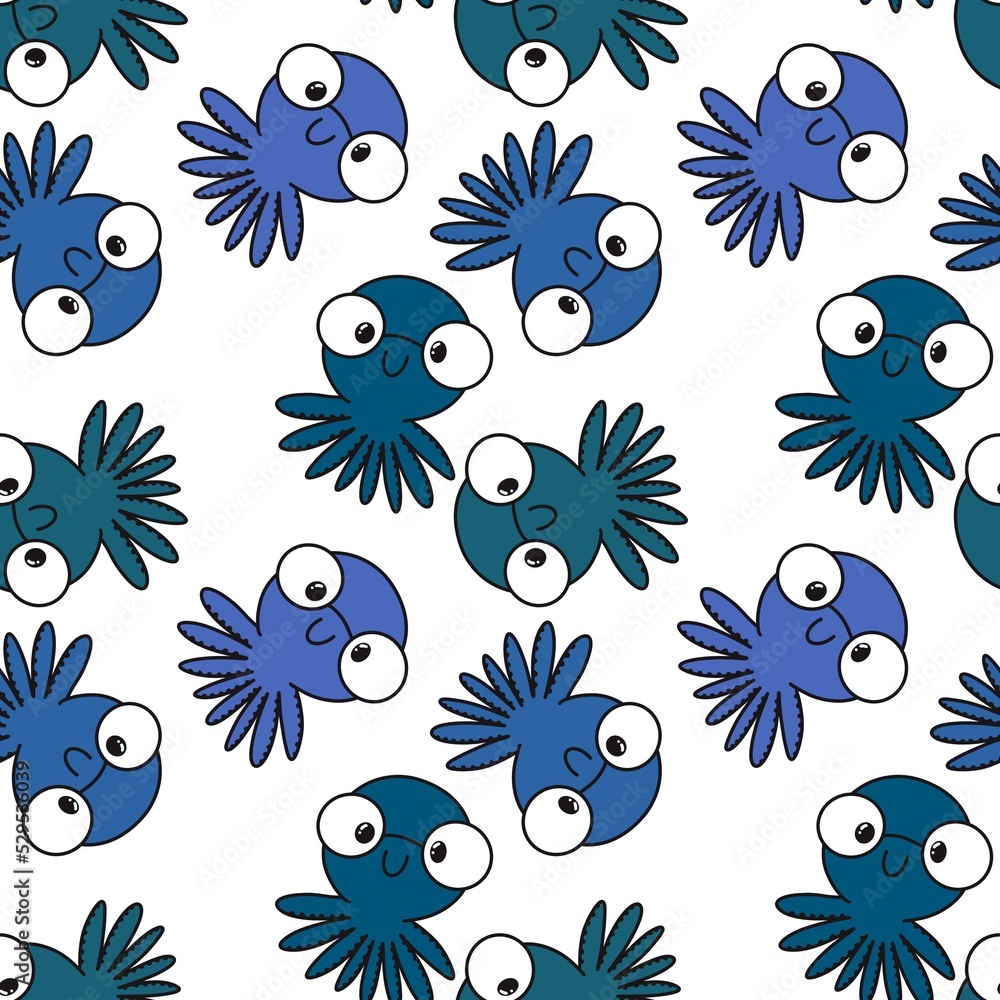 Fototapeta premium Animals cartoon seamless octopus pattern for wrapping paper and kids clothes print and fabrics and linens