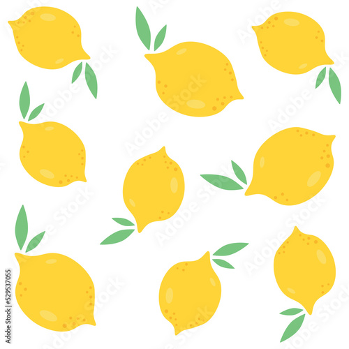 Tropical seamless pattern with yellow lemons. Fruit repeated background. Vector bright print for fabric or wallpaper. 