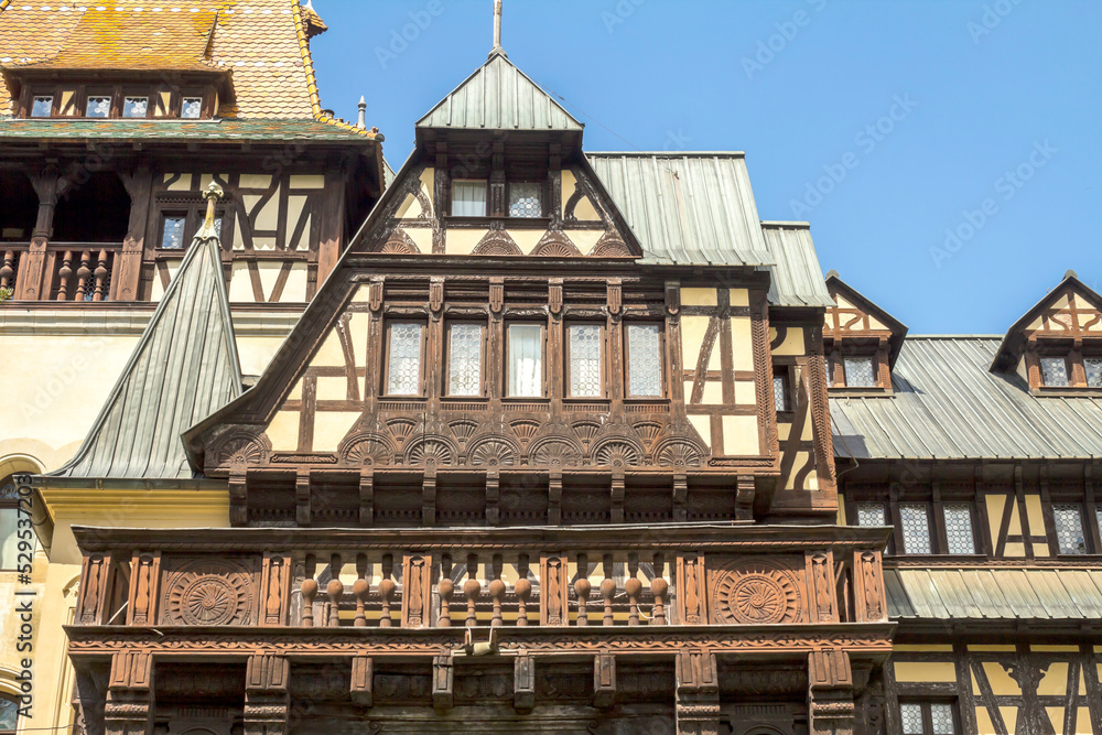 Sinaia, Romania : Pelisor castle summer residence in Sinaia, Romania, part of the same complex as the larger castle of Peles Sinaia, Romania : Pelisor castle summer residence in Sinaia, Romania, part of the same complex as the larger castle of Peles