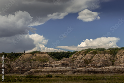 Views of the badlands from Beloit Ferry Provinical Recreation Area Alberta Canada
