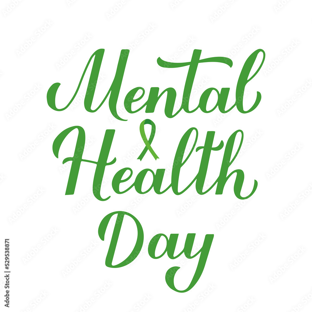 Fototapeta premium Mental Health Day calligraphy hand lettering. Annual event on October 10. Vector template for typography banner, poster, sign, etc