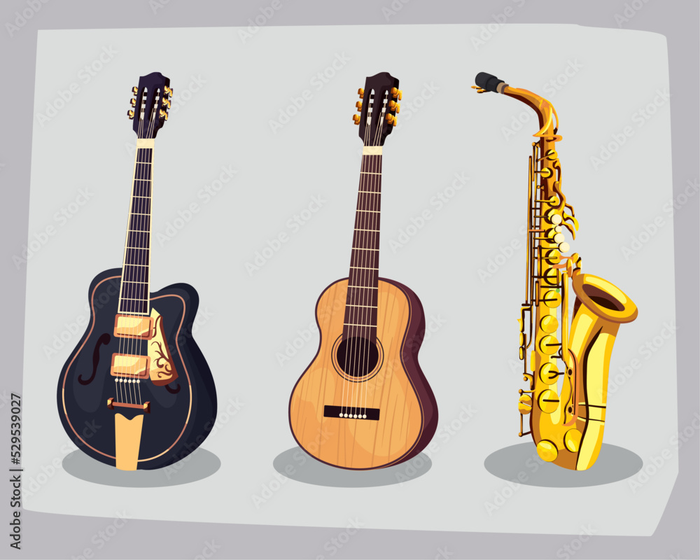 Obraz premium three flat realistic instruments