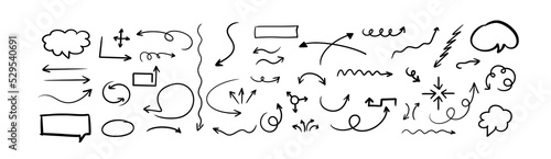 Hand drawn arrow mark icons vector