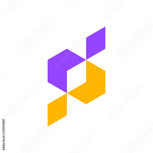Letter S N arrow box logo design