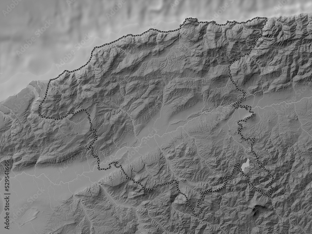 Fototapeta premium Chlef, Algeria. Grayscale. No legend