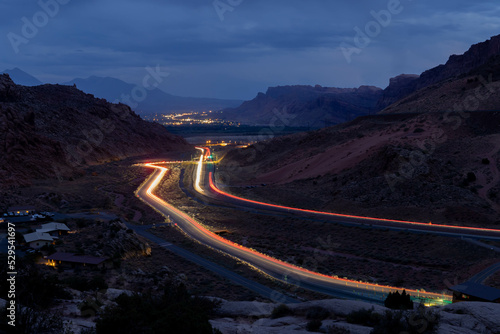 Vehicle Light Trails at Night