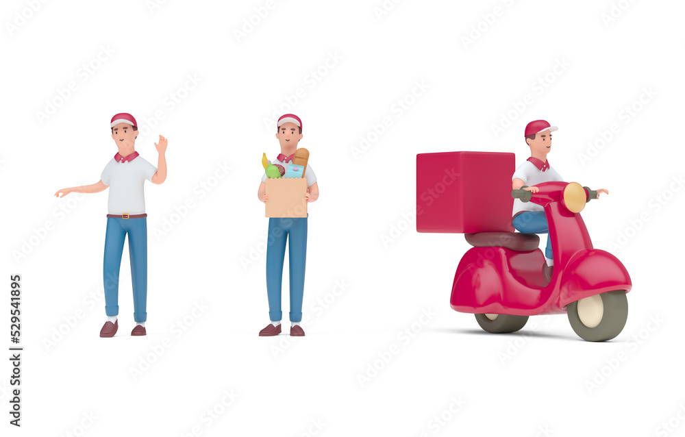 Set of Deliveryman. 3D Illustration Set of Deliveryman. 3D Illustration