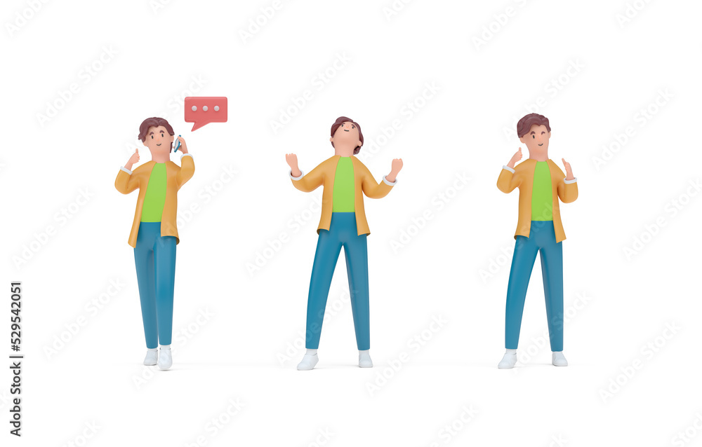 Set Man Gesture. 3D Illustration Set Man Gesture. 3D Illustration