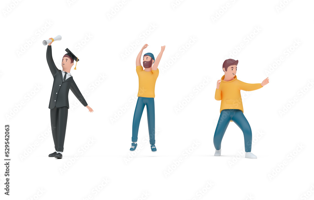 Set Man Gesture. 3D Illustration Set Man Gesture. 3D Illustration