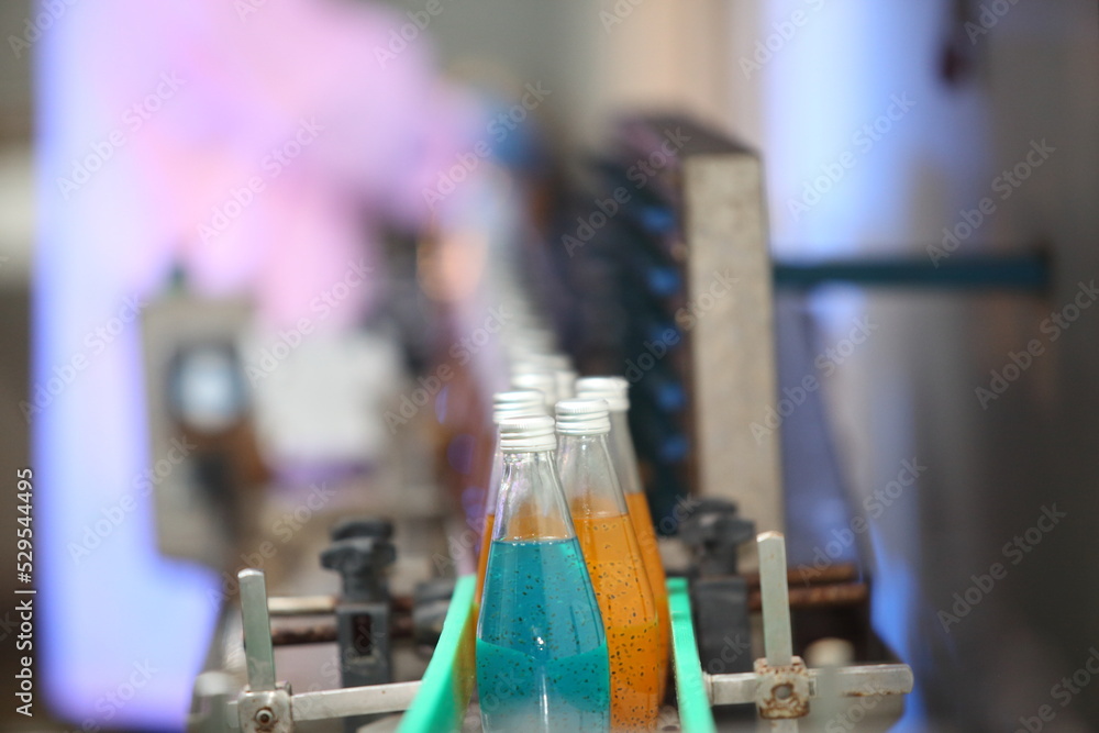 production line of drink production in factory , Concept of food industry production line of drink production in factory , Concept of food industry