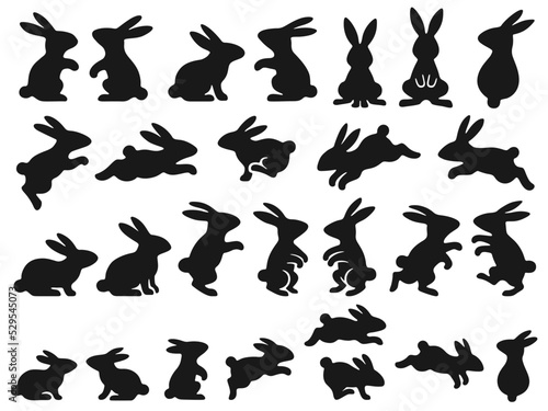 ウサギのシルエットイラストセット