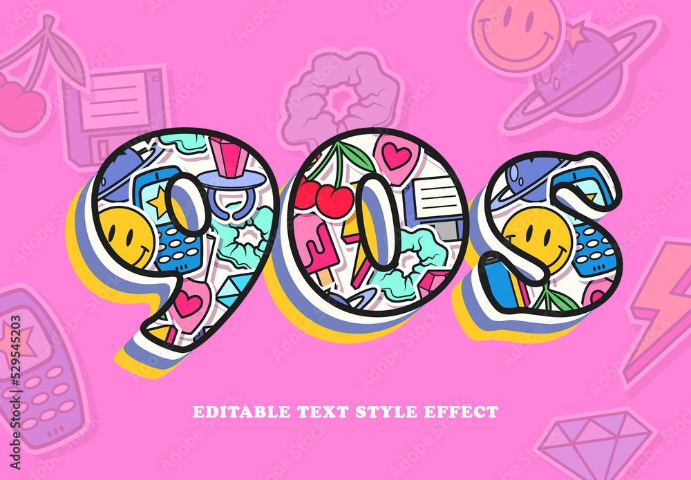90s Throwback Text Effect Stock Template Adobe Stock