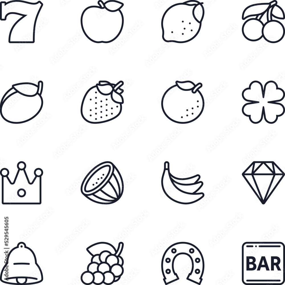 16 vector slot machine symbols monochrome - set 1 16 vector slot machine symbols monochrome - set 1