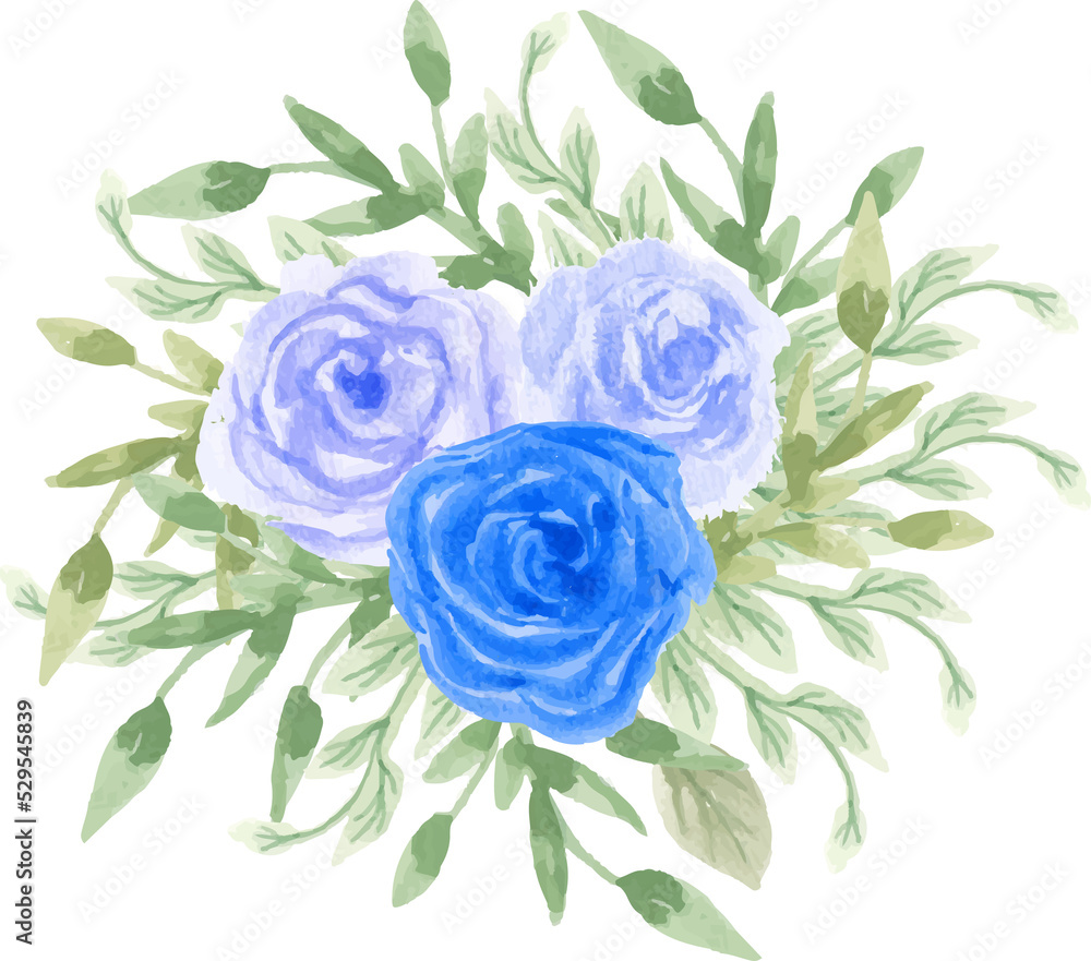 Blue rose arrangement watercolor Blue rose arrangement watercolor