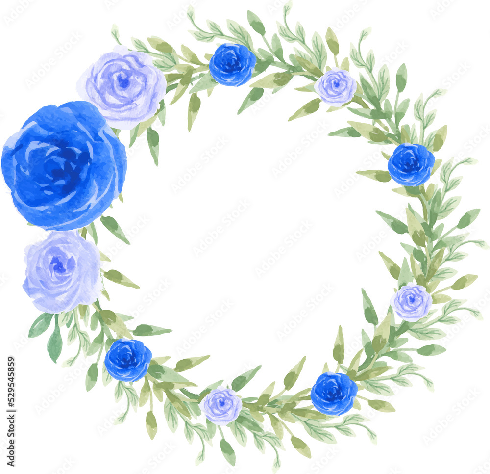 Rose Blue Wreath Watercolor Rose Blue Wreath Watercolor
