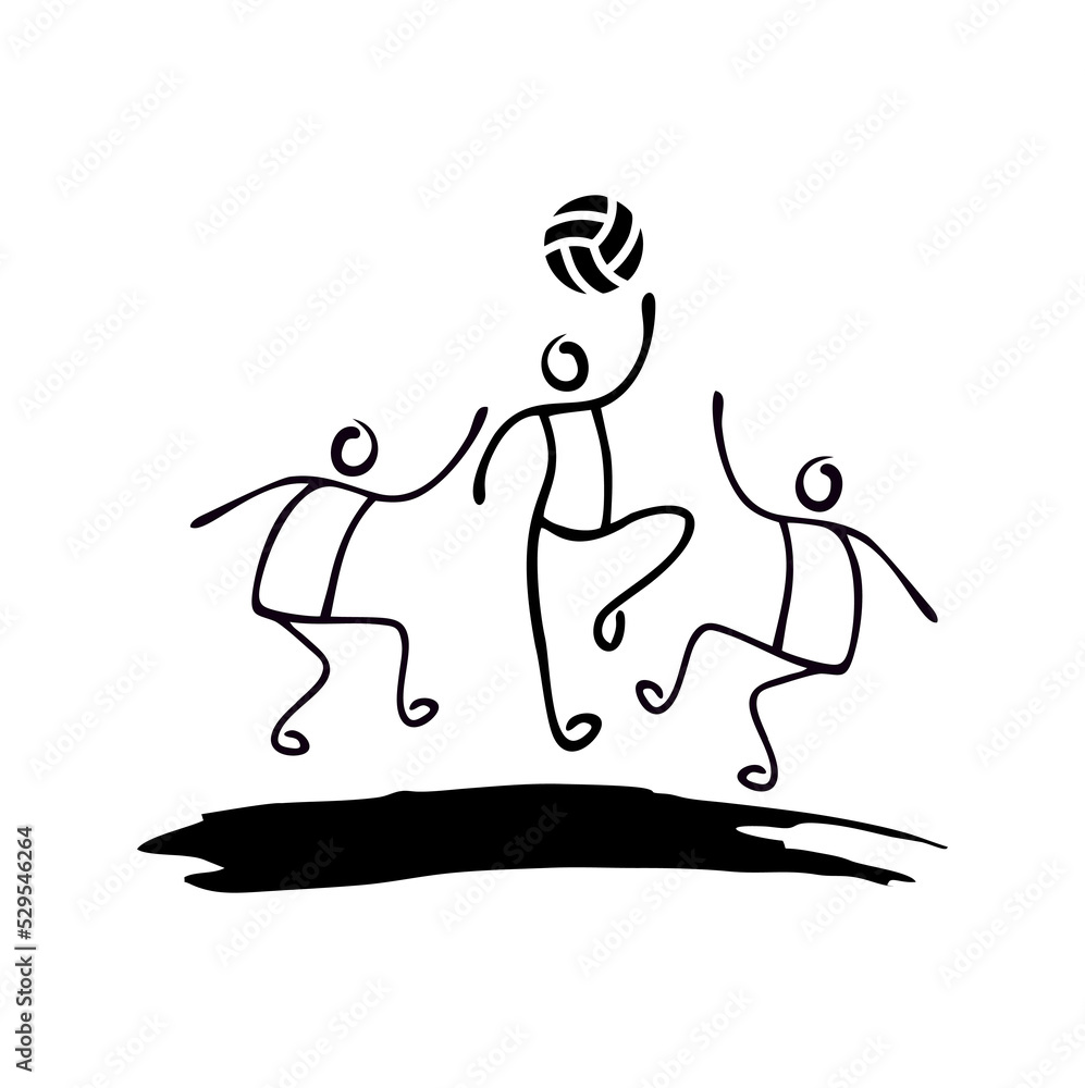 Stickman Playing Volleyball Logo Sign Stickman Playing Volleyball Logo Sign
