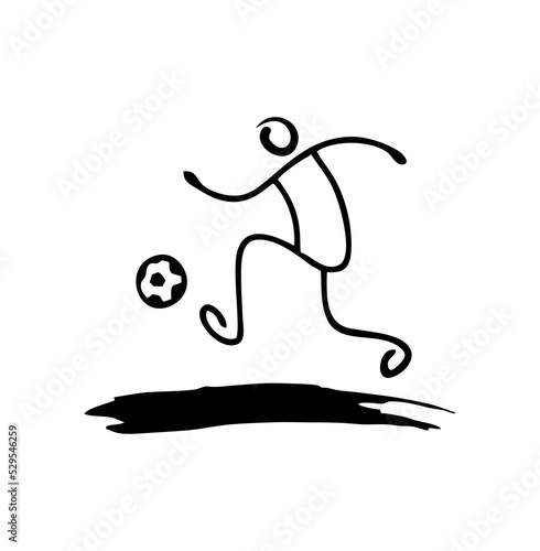 Stickman Dribbling Footbal Logo Sign