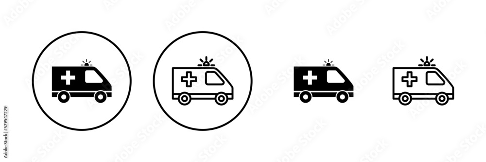 Ambulance icon vector. ambulance truck sign and symbol. ambulance car Ambulance icon vector. ambulance truck sign and symbol. ambulance car