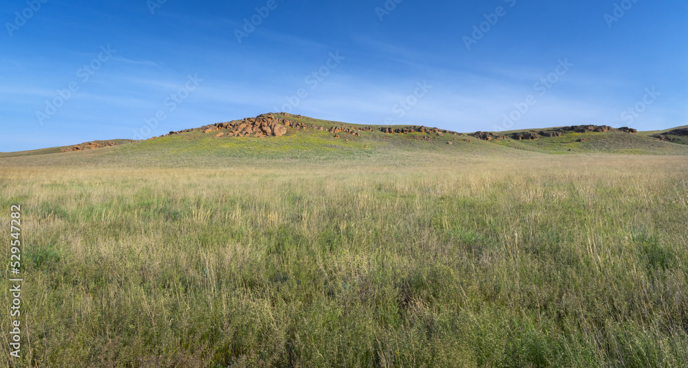 Bolshoe Bogdo Mountain in the middle of the Astrakhan steppe, Bogdinsky-Baskunchak Reserve