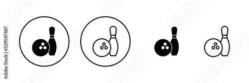 Bowling icon vector. bowling ball and pin sign and symbol.