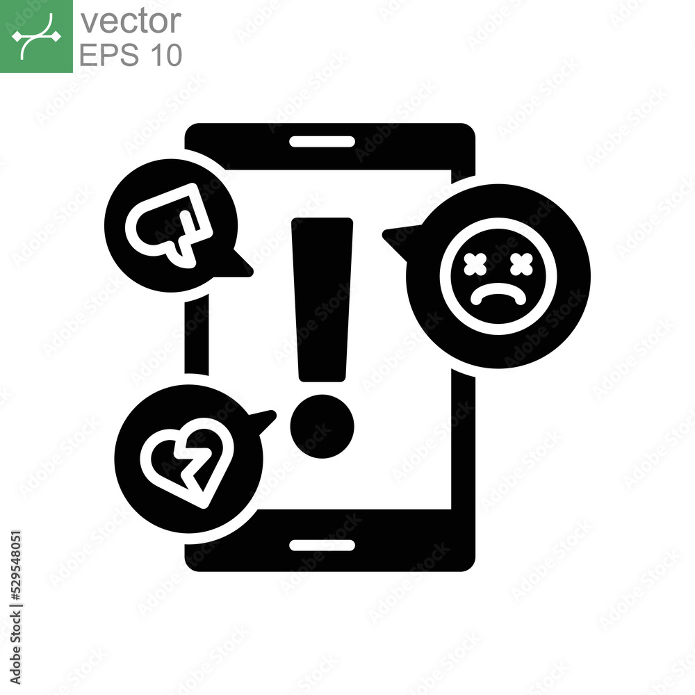 cyberbullying glyph icon. Abuse, internet harassment warning, hate, bully, social media insult. Sad face of online gossip victim. Flat pictogram. vector illustration design on white background EPS 10 cyberbullying glyph icon. Abuse, internet harassment warning, hate, bully, social media insult. Sad face of online gossip victim. Flat pictogram. vector illustration design on white background EPS 10