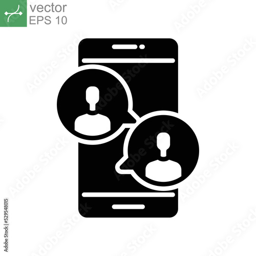 online meetup solid icon. Two people in dialog discussion group. Distant work. Online business chat, meet up together using tablet or smartphones Vector illustration Design on white background EPS 10