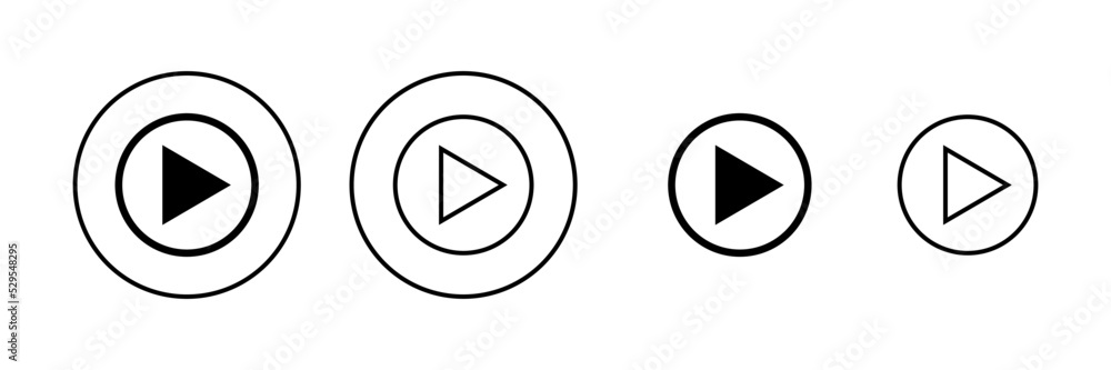 Play icon vector. Play button sign and symbol Play icon vector. Play button sign and symbol