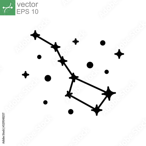 Constellation Ursa Major Big Dipper Great Bear solid icon. concept of astronomy can be used for web and mobile simple sign logo. Vector illustration design on white background. EPS 10