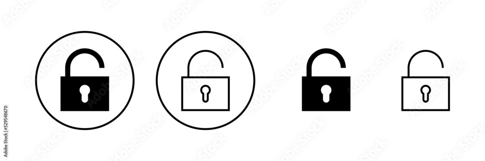 Unlock icon vector. Unlock sign and symbol. unlocked padlock icon Unlock icon vector. Unlock sign and symbol. unlocked padlock icon