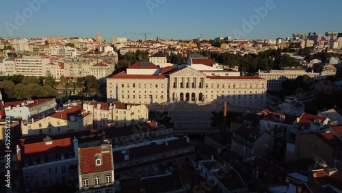 Portuguese Parliament, Lisbon Aerial at Dawn photo
