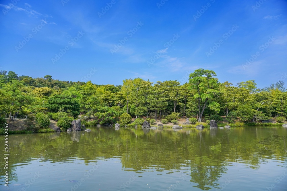 新緑に包まれた日本庭園の情景＠大阪