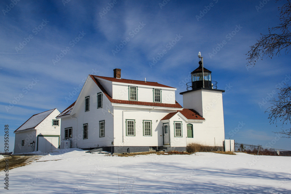 lighthouse in snow