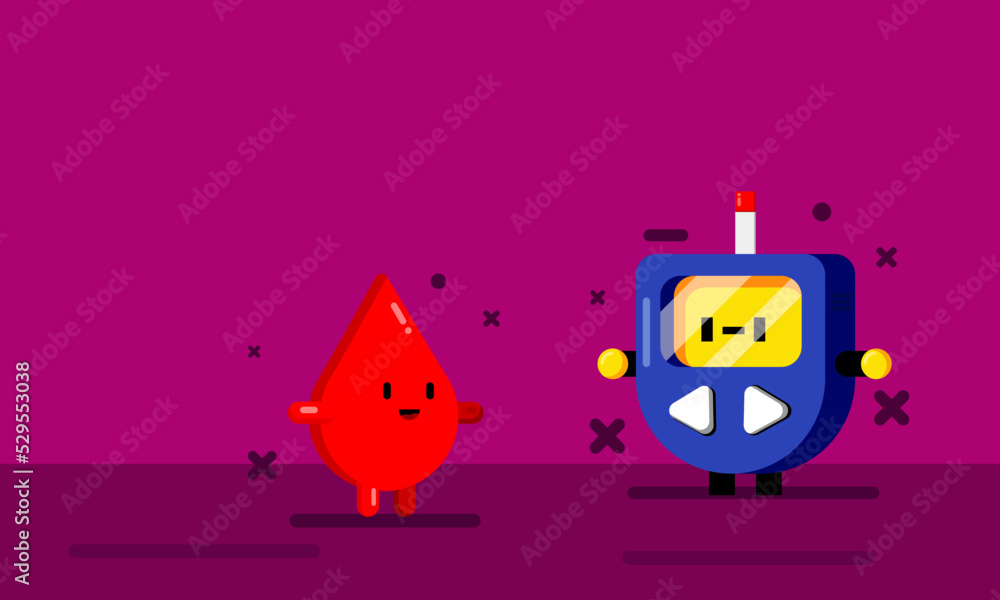 World diabetes day glucometer and drop of blood banner World diabetes day glucometer and drop of blood banner