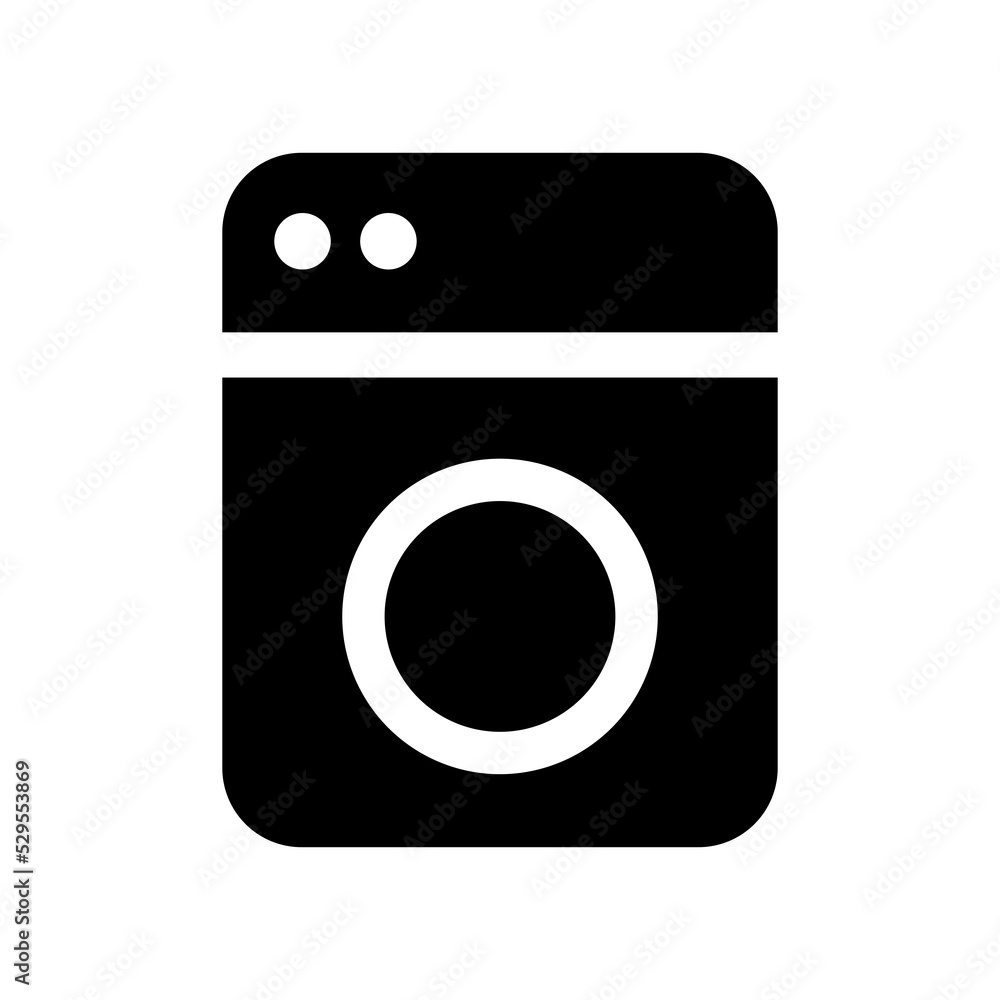 Washing machine icon in black color. Washing machine icon in black color.