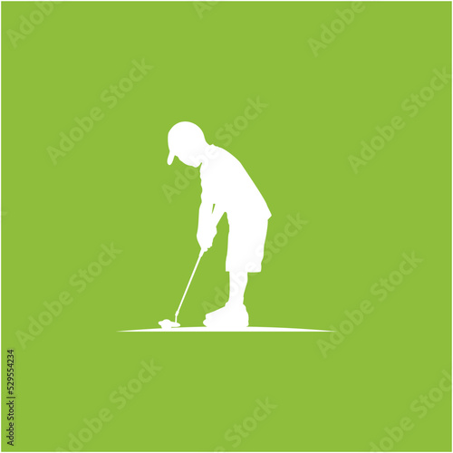 Golf kid player silhouette