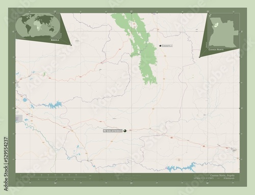 Cuanza Norte, Angola. OSM. Labelled points of cities