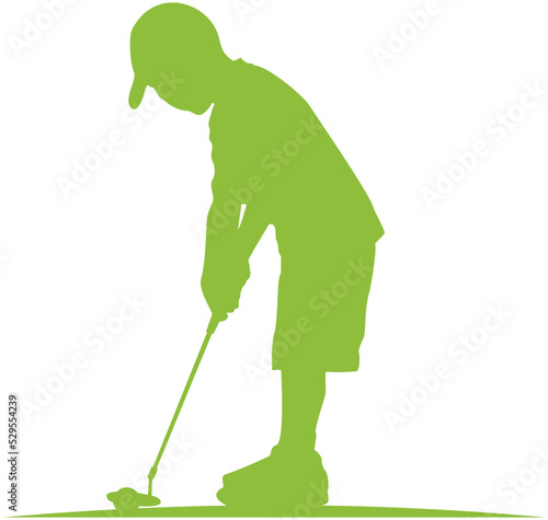 Golf kid player silhouette