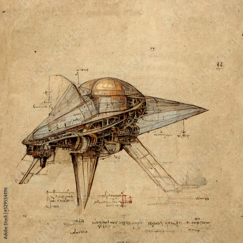 steampunk spaceship blueprint