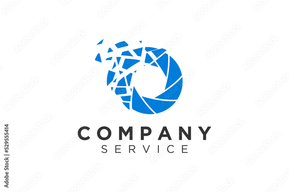 Shutter particle lens camera logo design modern technology data digital icon symbol Shutter particle lens camera logo design modern technology data digital icon symbol