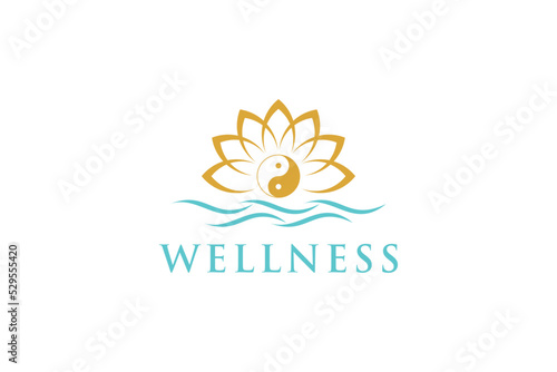 Lotus flower logo design wellness spa massage healthcare medical yin yang icon symbol  