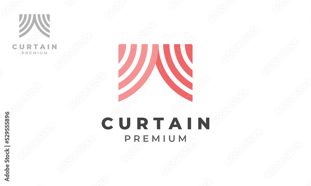 Fototapeta premium Curtain Logo Design With Pink Color ,Vector Template
