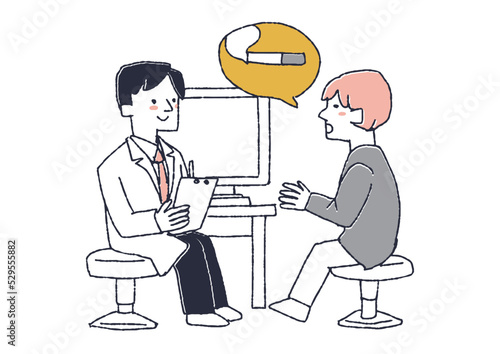 禁煙外来で医師に相談する男性　喫煙の誘惑に勝った人々