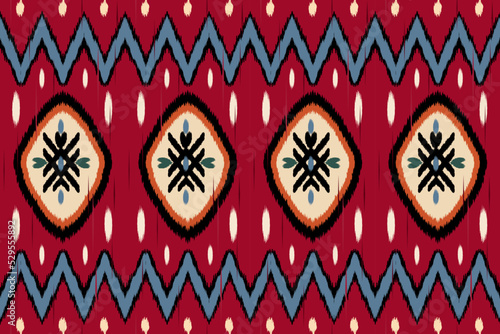 Ikat geometric folklore ornament with tribal ethnic seamless striped pattern Aztec style. oriental pattern traditional Design for background, clothing, wrapping, Batik, fabric, vector, illustration, e