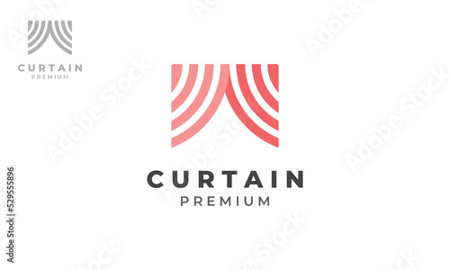 Curtain Logo Design With Pink Color ,Vector Template