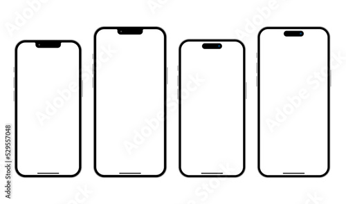 スマホ 本体 モックアップ 4種類（背景透過）ベクター iPhone