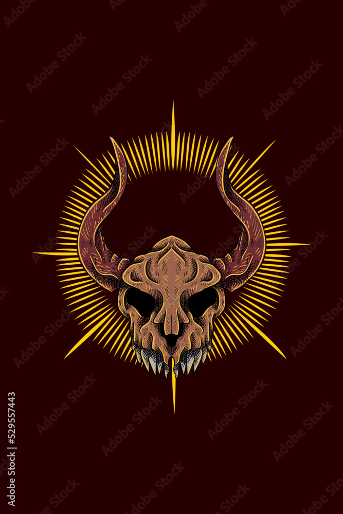 Obraz premium Monster dragon skull vector illustration